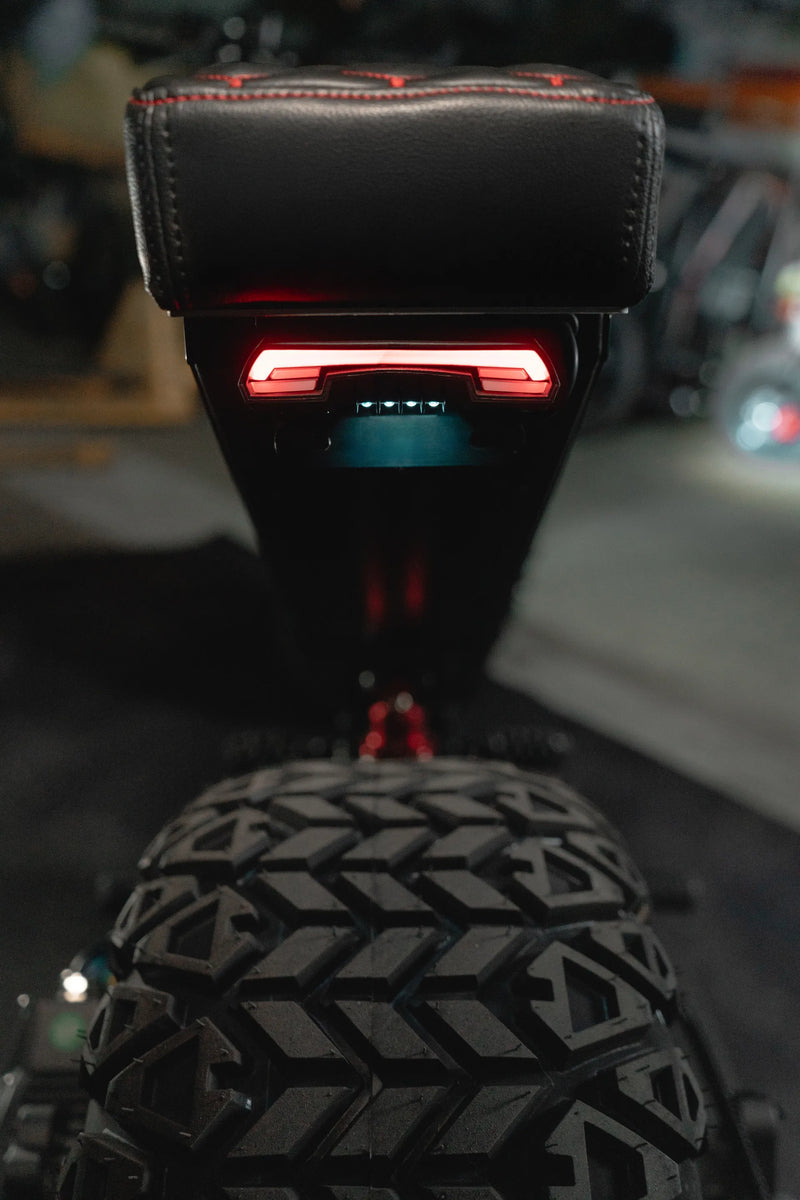 Xion VorteX taillight and rear tire, close-up