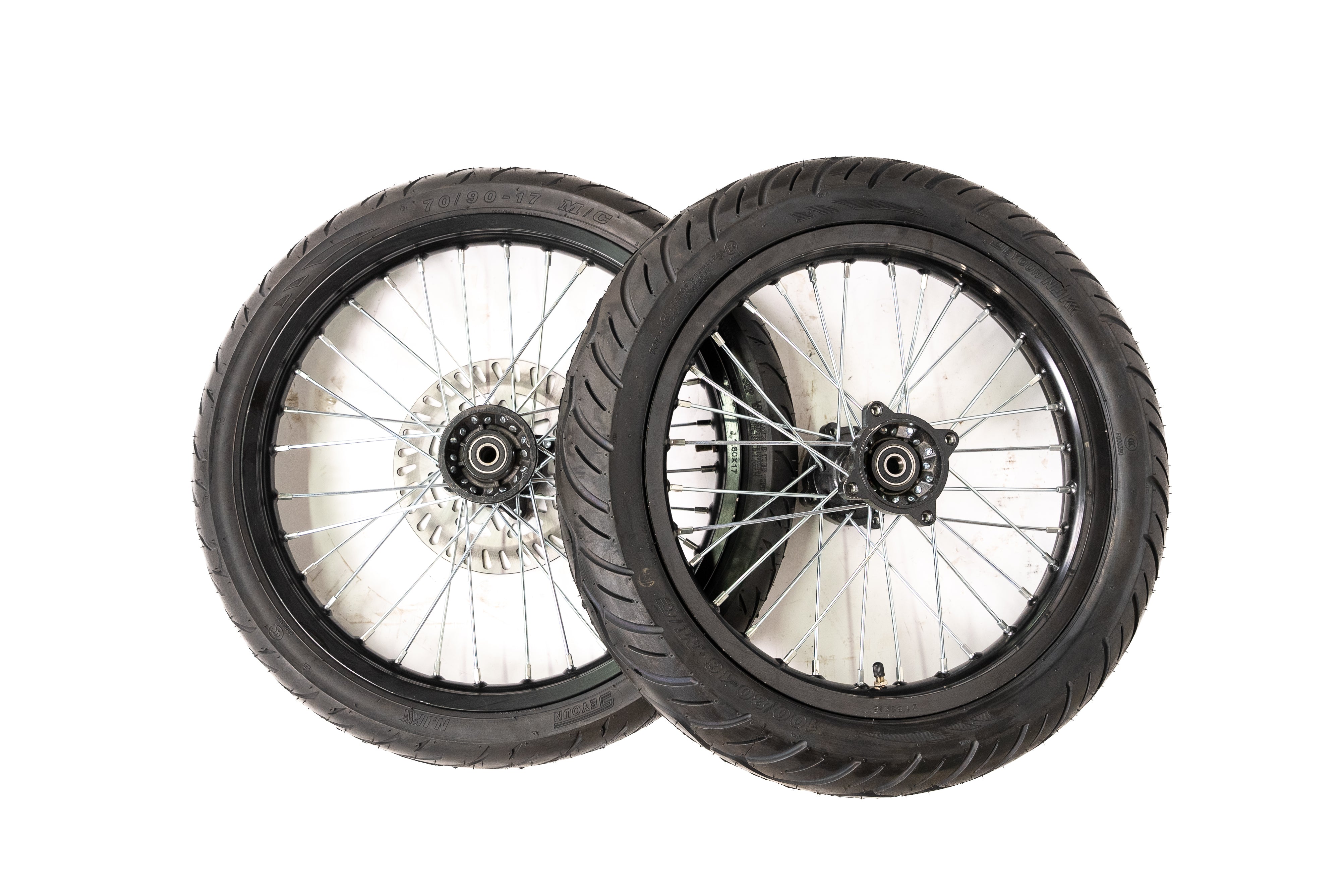 16 inch rear wheel and 17 inch front wheel road tires